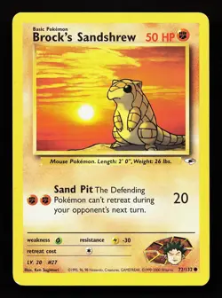 Brock's Sandshrew 72/132 Unlimited Common Gym Heroes Pokemon Card - Image 1