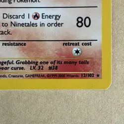Pokemon TCG - Ninetails Holo 12/102 - 1999-2000 - 4th rare print - Base Set - Image 4