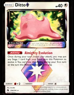 Ditto ◇ 154/214 Prism Star Rare Lost Thunder Pokemon Lightly Played - Image 1