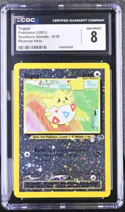CGC 8 NM/MINT Togepi 4/18 Southern Islands Reverse Holo Swirl Pokemon Card - Image 1