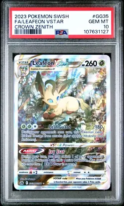 PSA 10 Leafeon VSTAR GG35/GG70 Alternate Art Crown Zenith 2023 Pokemon Card - Image 1