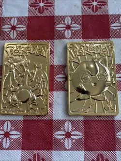 1999 Burger King Pokemon 23K Gold Plated Cards Charizard #6 & Jigglypuff Vintage - Image 1