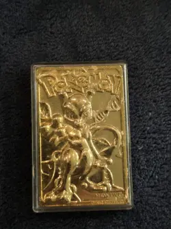 Vintage 1999 Burger King Pokemon 23k Gold Plated Mewtwo Card Pokeball - Image 3
