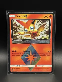 2018 Pokemon Dragon Majesty - 7/70 Victini Prism Star Holo - Damaged - Image 1