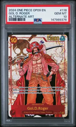 2024 ONE PIECE OP09-EMPERORS IN THE NEW WORLD ALTERNATE ART GOL D. ROGER PSA 10 - Image 1