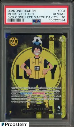 2025 One Piece EN Monkey D Luffy BVB One Piece Match Day #003 PSA 10 - Image 1