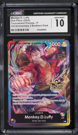Stamped CGC 10 ENGLISH One Piece Monkey D. Luffy 3rd Anniversary 3 Brothers Pack - Image 1