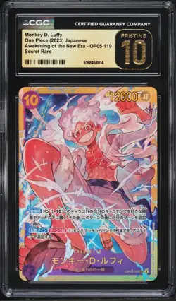 CGC 10 Pristine ONE PIECE MONKEY D. LUFFY OP05-119 SEC 2023 Awakening New Era - Image 1