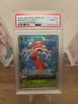 2024 One Piece OP08 EN Treasure Rare #109 Monkey D Luffy PSA 10 GEM MINT - Image 2