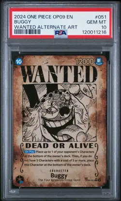 One Piece Buggy Wanted Poster SP OP09-051 Emperors in the New World PSA 10🔥 - Image 2