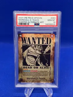 One Piece Emperors in the New World Marshall.D.Teach Wanted OP09-093 #093 PSA 10 - Image 1