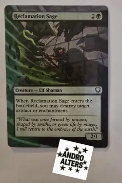 Reclamation Sage Green Elf Art Card Altered Hand Painted MTG Magic Gathering - Image 1