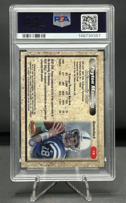 1998 Bowmans Best Peyton Manning Rookie On-card Auto Blue Ink PSA 9 MINT #7B - Image 2