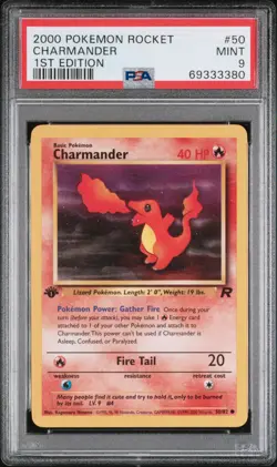 2000 Pokemon Rocket #50 Charmander 1st Edition PSA 9 - Image 1
