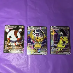 Pokemon Pikachu Vcos Full Art Holo 3 card lot Kratos Lunala Miraidon - Image 1