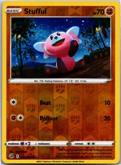 Stufful 150/264 Common Fusion Strike Pokemon Reverse Holo Near Mint - Image 1
