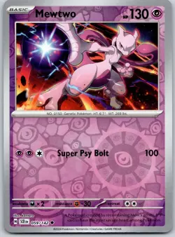 MEWTWO 59/142 UC STELLAR CROWN POKEMON REVERSE HOLO NM/M - Image 1