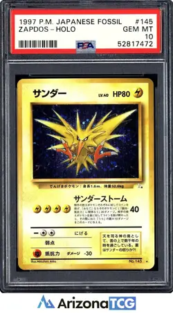 Pokemon 1997 Zapdos 145 Holo Fossil Japanese GEM MINT PSA 10 - Image 1