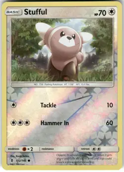 Stufful 112/145 Common Guardians Rising Pokemon Reverse Holo Lightly Played - Image 1
