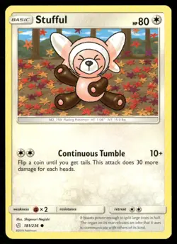 Stufful Cosmic Eclipse 181/236 Common Pokemon Near Mint - Image 1
