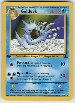 Pokemon Golduck Uncommon 1st Edition Fossil 35/62 NM - Image 1