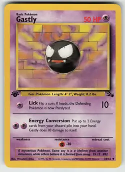 Pokemon Gastly Uncommon 1st Edition Fossil 33/62 NM - Image 1