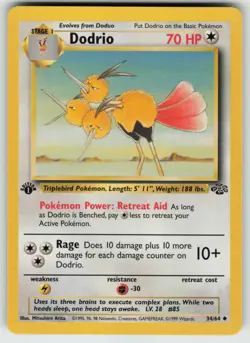 Pokemon Dodrio Uncommon 1st Edition Jungle 34/64 NM - Image 1