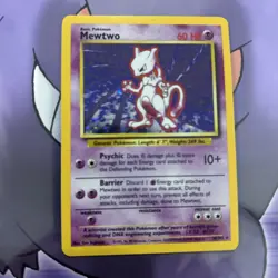 Pokemon Mewtwo 10/102 Holo Rare Base Set Shadowless MP-HP - Image 2