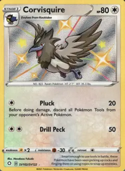 Corvisquire SV102/SV122 Shiny Rare Shining Fates Shiny Vault Pokemon Holo NM - Image 1