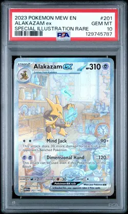 2023 POKEMON MEW-EN 151 ALAKAZAM EX 201/165 SPECIAL ILLUSTRATION RARE SIR PSA 10 - Image 1