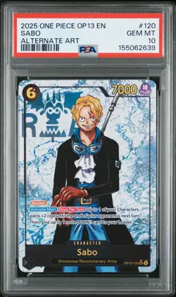 2025 One Piece OP13 EN Carrying On His Will Sabo Alternate Art 120 PSA 10 GEM MT - Image 1