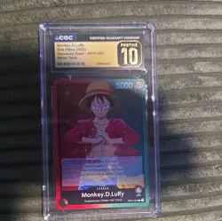 CGC Pristine 10 Monkey D. Luffy OP01-003 Romance Dawn 2022 Holo Demo Deck - Image 1