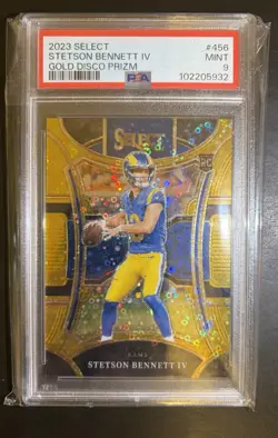 2023 Panini Select Stetson Bennett IV #55 Gold Disco /10 RC PSA 9 Rookie - Image 1