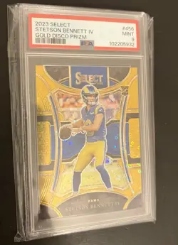 2023 Panini Select Stetson Bennett IV #55 Gold Disco /10 RC PSA 9 Rookie - Image 4