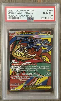 2026 POKEMON ASC EN-ASCENDED HEROES MEGA ATTACK RARE MEGA HAWLUCHA EX PSA 10 - Image 1