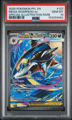 2025 POKEMON PHANTASMAL FLAMES SPECIAL ILLUSTRATION RARE MEGA SHARPEDO EX PSA 10 - Image 1