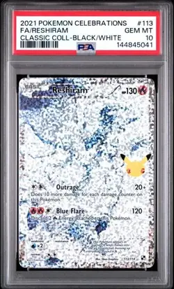 Gem Mint PSA 10 Reshiram 113/114 Pokemon Celebrations 2021 - Image 1