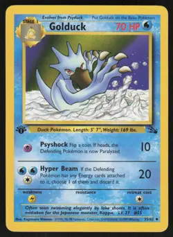 Golduck 35/62 Uncommon Fossil Pokemon 1st Edition LP - Image 1