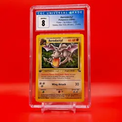 Aerodactyl 1/62 1st Ed Prerelease 1999 Fossil Pokemon Cgc 8 Galaxy Star Holo - Image 3
