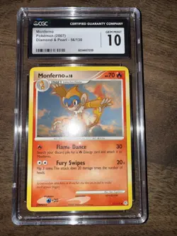 Pokemon TCG CGC 10 Gem Mint Monferno 56/130 Diamond and Pearl Regular - Image 2