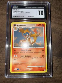 Pokemon TCG CGC 10 Gem Mint Monferno 56/130 Diamond and Pearl Regular - Image 4