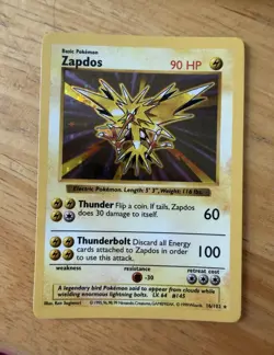 Wizards of the Coast Zapdos 16/102 Base Set Holo Rare Unlimited 1999 90 HP - Image 1