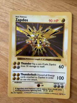 Wizards of the Coast Zapdos 16/102 Base Set Holo Rare Unlimited 1999 90 HP - Image 2