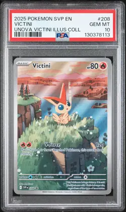 2025 Pokemon SVP EN-SV Black Star Promo Victini Unova Illus Coll PSA 10 #208 - Image 1