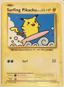 Pokemon TCG Card Surfing Pikachu 111/108 Evolutions 2016 Secret Rare HP/DMG - Image 1