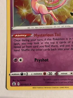 Pokemon TCG Mew 011/025 Holo Rare 2021 Celebrations Base Set NM Condition - Image 2