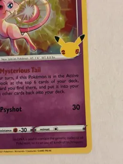 Pokemon TCG Mew 011/025 Holo Rare 2021 Celebrations Base Set NM Condition - Image 5