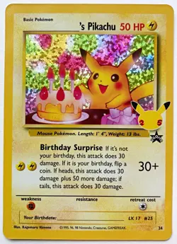 Birthday Pikachu 24 Celebrations Classic Collection Holo NM - Image 1