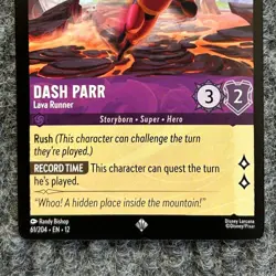 Disney Lorcana Wilds Unknown Dash Parr Lava Runner 61/204 Super Rare Near Mint - Image 4