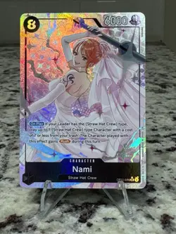 Bandai One Piece Card Game Wedding Nami OP15-086 SR Special Holo 6000 Power EN - Image 1